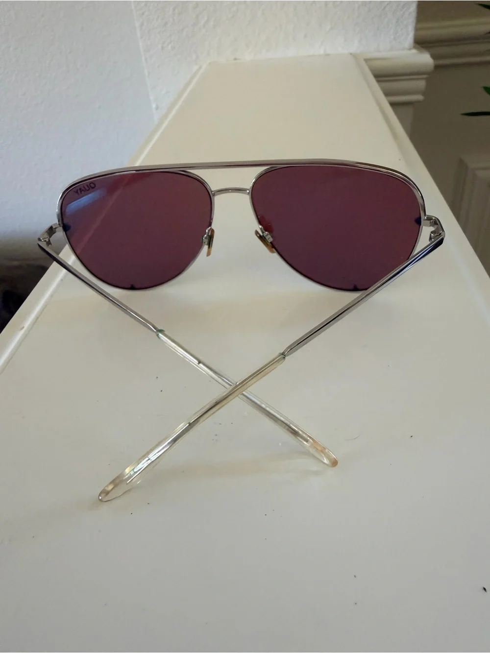 Quay Australia Silver Aviator Sunglasses with Mirrored Lenses